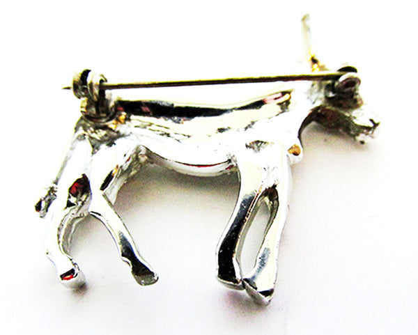 Vintage 1960s Jewelry Adorable Mid-Century Diamante Donkey Pin - Back
