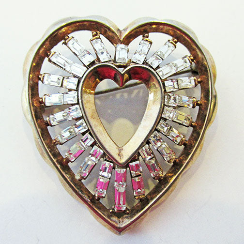 Crown Trifari Vintage 1950s Delightful Rhinestone Heart Pin