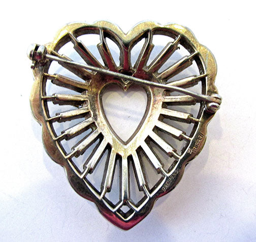 Crown Trifari Vintage 1950s Delightful Rhinestone Heart Pin