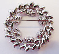Crown Trifari Vintage Mid Century 1950s Dazzling Floral Circle Pin - Thumbnail