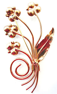 Vintage Jewelry - Timeless Mid-Century Rhinestone and Pearl Floral Pin - Back - Thumbnail