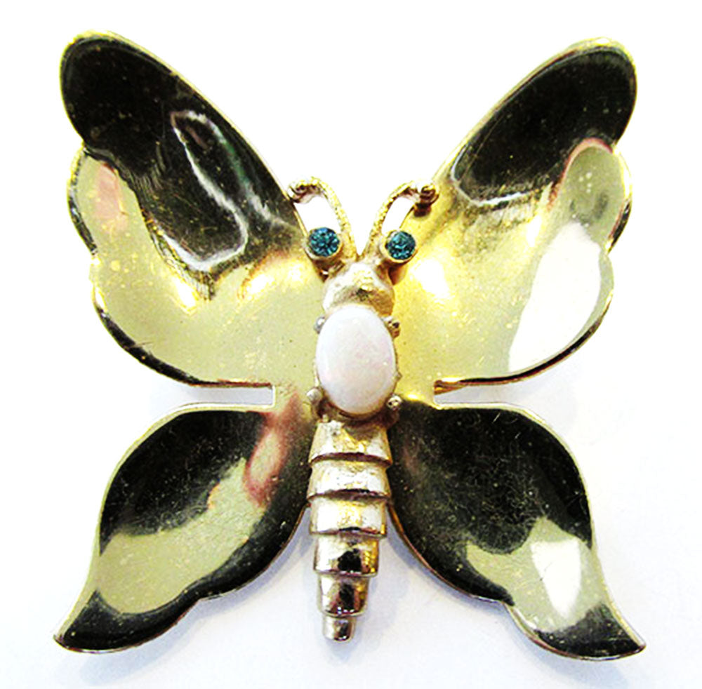 Coro Pegasus 1940s Vintage Jewelry Figural Diamante Butterfly Pin - Front