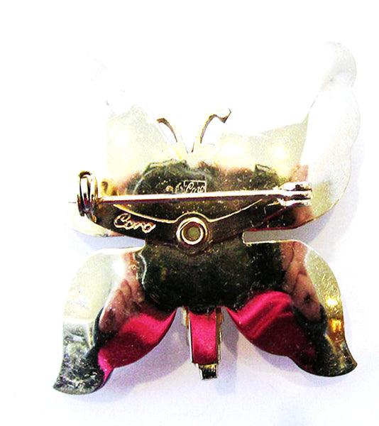 Coro Pegasus 1940s Vintage Jewelry Figural Diamante Butterfly Pin - Back