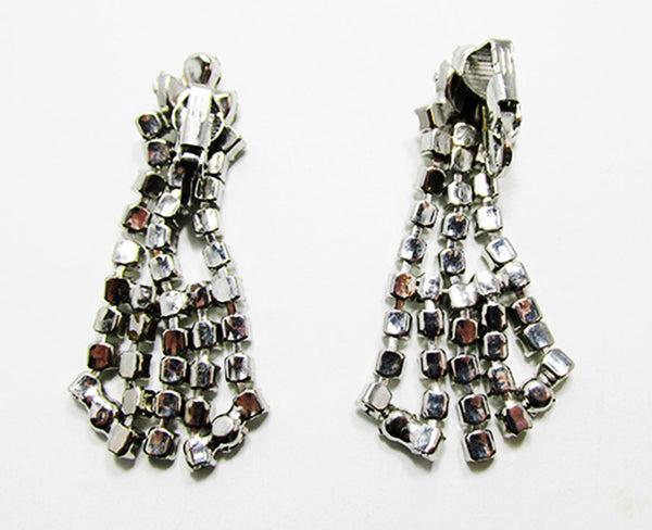 Sophisticated 1950s Mid-Century Glamorous Diamante Drop Earrings - Back