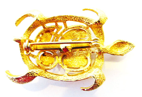 Vintage 1950s Jewelry Adorable Mid-Century Enameled Turtle Pin - Back