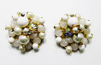 Vintage 1950s Eye-Catching Diamante, Pearl, and Bead Earrings