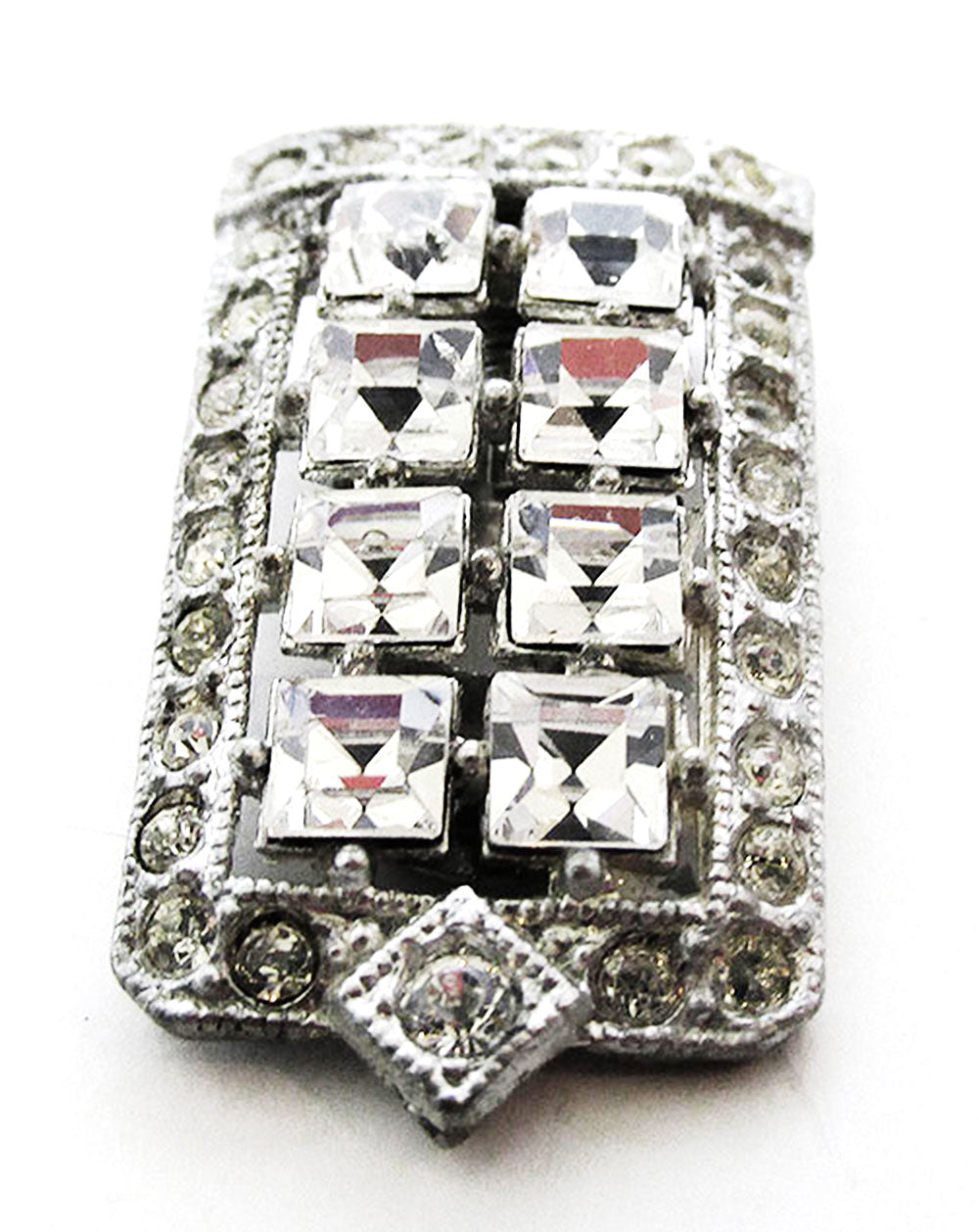 Coro Vintage 1930s Designer Jewelry Art Deco Diamante Dress Clip - Front