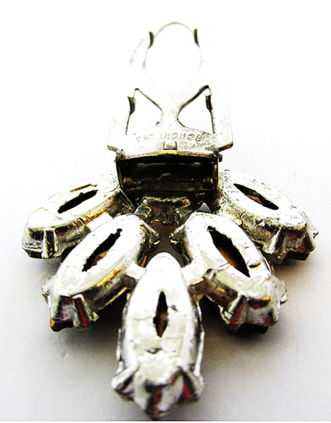 A.E. Waller 1930s Vintage Jewelry Art Deco Topaz Diamante Dress Clip - Back
