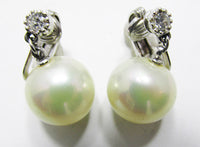 Ciner Vintage Retro Contemporary Style Rhinestone and Pearl Drop Earrings - Thumbnail