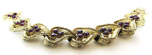 Coro Pegasus Vintage Jewelry 1950s Amethyst Diamante Leaf Bracelet - Front