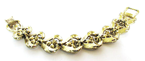 Coro Pegasus Vintage Jewelry 1950s Amethyst Diamante Leaf Bracelet - Back