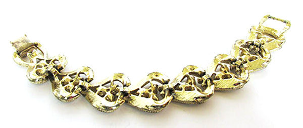 Coro Pegasus Vintage Jewelry 1950s Amethyst Diamante Leaf Bracelet - Back