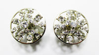Vintage 1950s Flattering Mid-Century Diamante Button Style Earrings Front - Thumbnail