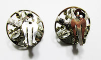 Vintage 1950s Flattering Mid-Century Diamante Button Style Earrings - Back - Thumbnail