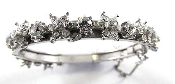 Vintage Jewelry 1950s Distinctive Floral Diamante Bangle Bracelet- Front
