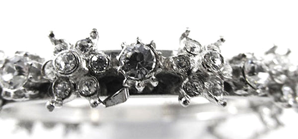Vintage Jewelry 1950s Distinctive Floral Diamante Bangle Bracelet - Close Up