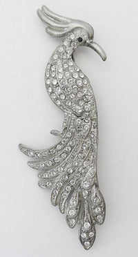 Vintage Retro 1930s Book Piece Sparkling Figural Bird Pin - Thumbnail