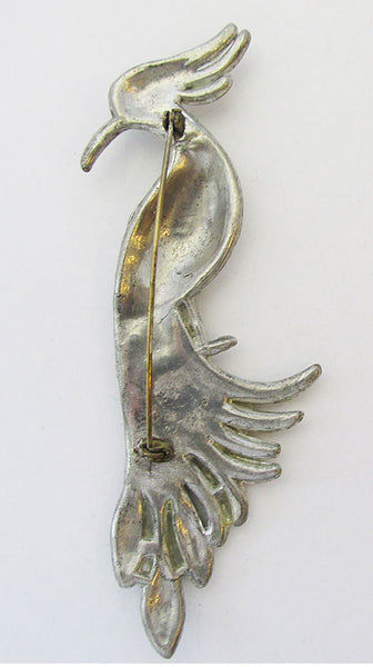 Vintage Retro 1930s Book Piece Sparkling Figural Bird Pin