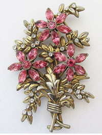 Vintage Retro 1930s Dramatic Floral Bouquet Pin - Thumbnail