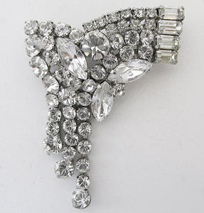 Vintage 1950s Mid Century Flawless Rhinestone Drop Pin