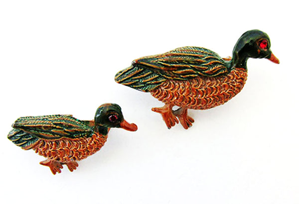 Gerry's 1950s Vintage Jewelry Adorable Enamel Duck Scatter Pins - Front