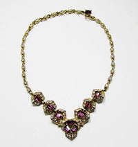 Bogoff Vintage Designer Jewelry Beautiful Diamante Geometric Necklace - Front - Thumbnail
