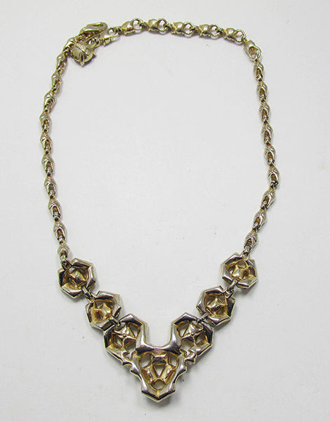 Bogoff Vintage Designer Jewelry Beautiful Diamante Geometric Necklace - Back
