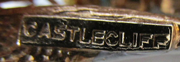Castlecliff Designer Jewelry Mid-Century Enamel and Diamante Bird Pin - Signature