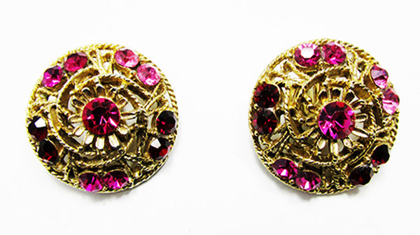 Dazzling Vintage Jewelry 1960s Mid-Century Diamante Floral Earrings - Front