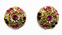 Dazzling Vintage Jewelry 1960s Mid-Century Diamante Floral Earrings - Front - Thumbnail