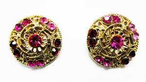 Dazzling Vintage Jewelry 1960s Mid-Century Diamante Floral Earrings - Front