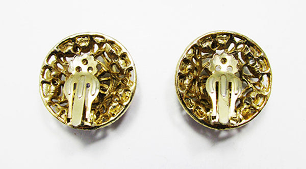 Dazzling Vintage Jewelry 1960s Mid-Century Diamante Floral Earrings - Back