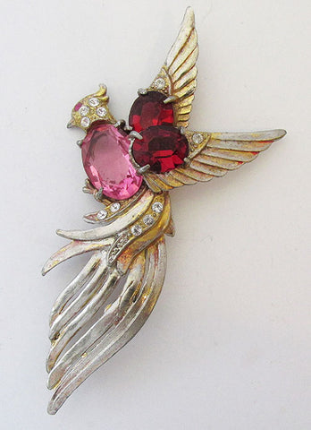 Vintage Stunning Book Piece 1930s Figural Rhinestone Bird Pin