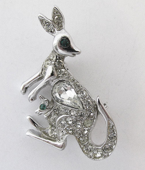 Precious Vintage Mid Century Kangaroo and Joey Figural Pin