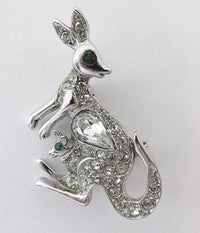 Precious Vintage Mid Century Kangaroo and Joey Figural Pin - Thumbnail