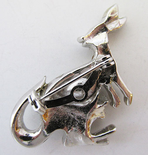 Precious Vintage Mid Century Kangaroo and Joey Figural Pin