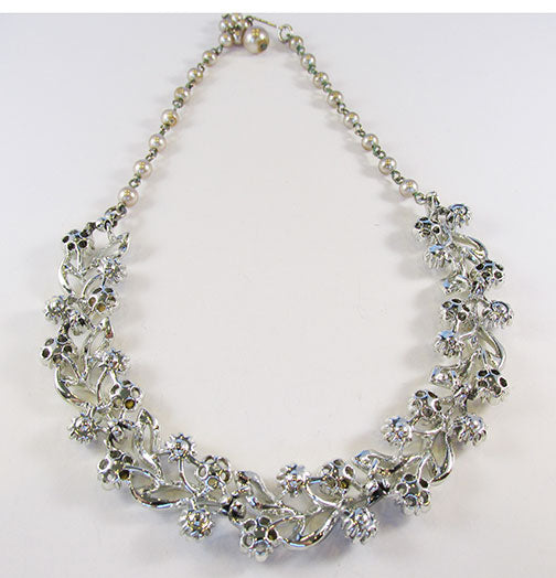 Lisner Vintage Mid Century Rhinestone and Pearl Necklace