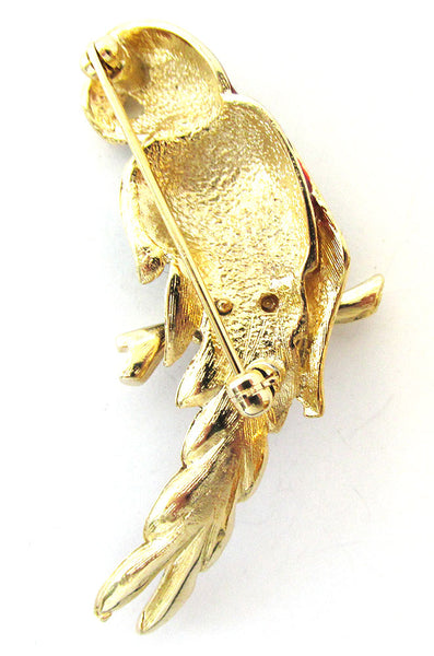 1970s Vintage Jewelry - Cute Contemporary Style Enameled Parrot Pin - Back