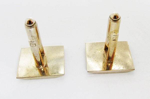 Men's 1950s Vintage Gold Monogrammed Geometric Cufflinks - Back