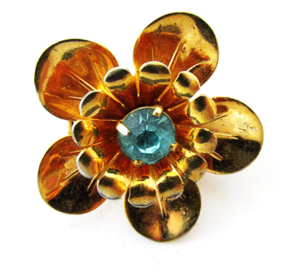 Barclay 1950s Vintage Jewelry Dainty Mid-Century Diamante Floral Pin - Front