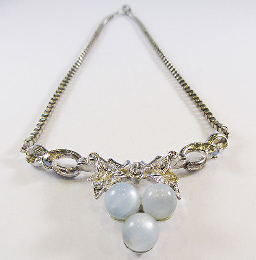 Coro Vintage 1950s Mid-Century Impeccable Blue Moonstone Necklace