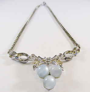 Coro Vintage 1950s Mid-Century Impeccable Blue Moonstone Necklace