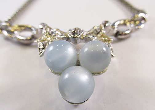 Coro Vintage 1950s Mid-Century Impeccable Blue Moonstone Necklace