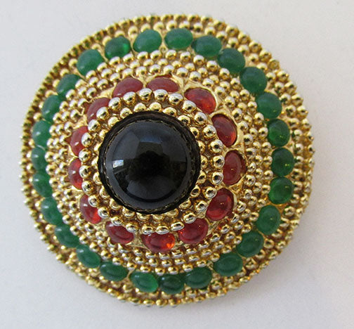 Vintage Dramatic Mid Century 1950s Cabochon Dome Pin