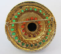 Vintage Dramatic Mid Century 1950s Cabochon Dome Pin - Thumbnail