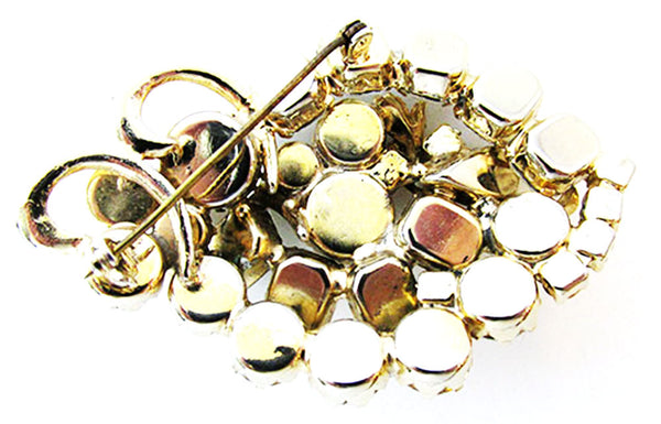 Vintage 1950s Jewelry Outstanding Leaf and Ribbon Diamante Pin - Back