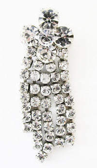 Vintage 1950s Dazzling Distinctive Mid-Century Clear Diamante Drop Pin - Front - Thumbnail