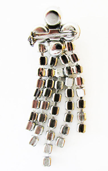 Vintage 1950s Dazzling Distinctive Mid-Century Clear Diamante Drop Pin - Back