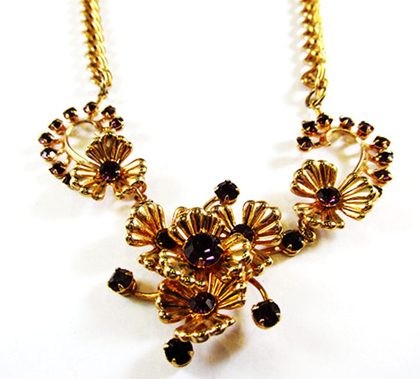 1950s Vintage Jewelry Bold Avant-Garde Diamante Necklace and Earrings - Close Up