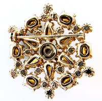 Vintage 1940s Jewelry Dramatic Moonstone and Ruby Diamante Pin - Back - Thumbnail